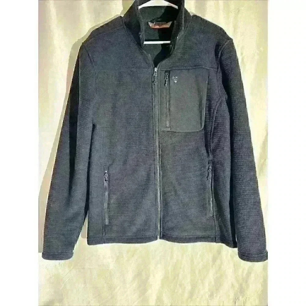 Free Country Fleece Men's Small Dark Navy-Blue Sweater Jacket Full Zip 3 Pockets